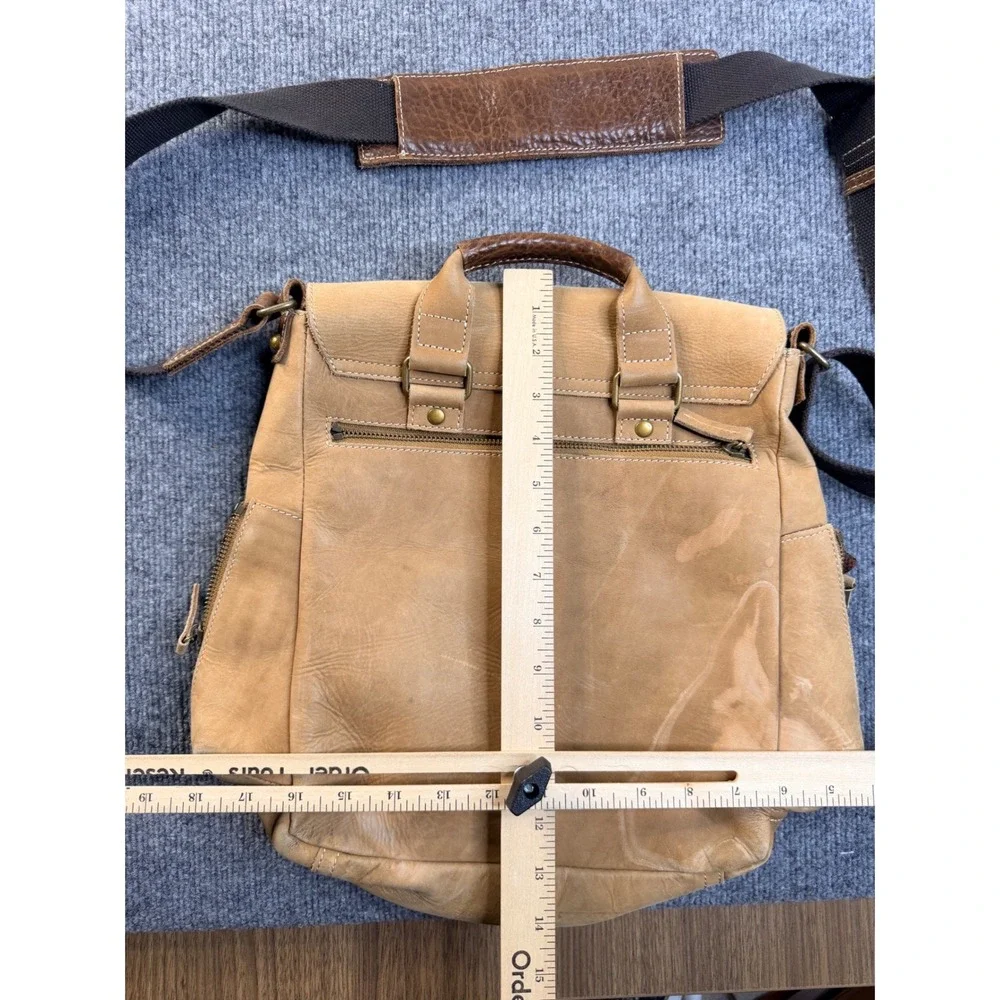 The Territory Ahead Tan Leather Messenger Bag Crossbody Tactical Travel Mens Bag
